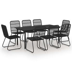 vidaXL 9 Piece Outdoor Dining Set Poly Rattan and Glass