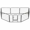 vidaXL Dog Playpen 8 Panels Steel 80x60 cm Black