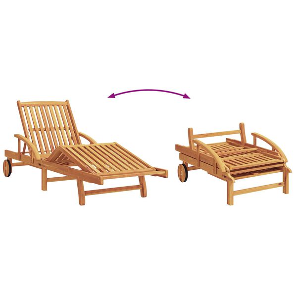 vidaXL Sun Loungers 2 pcs with Cushions and Table Red Solid Wood Acacia