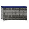 vidaXL Garden Footrests with Cushions 2 pcs Grey Poly Rattan