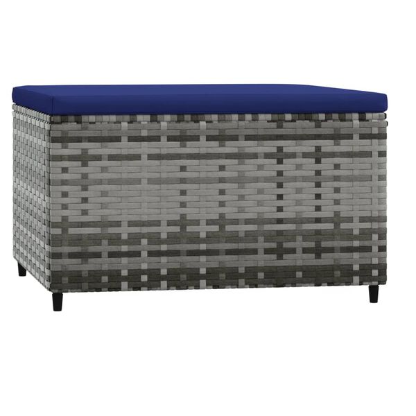 vidaXL Garden Footrests with Cushions 2 pcs Grey Poly Rattan