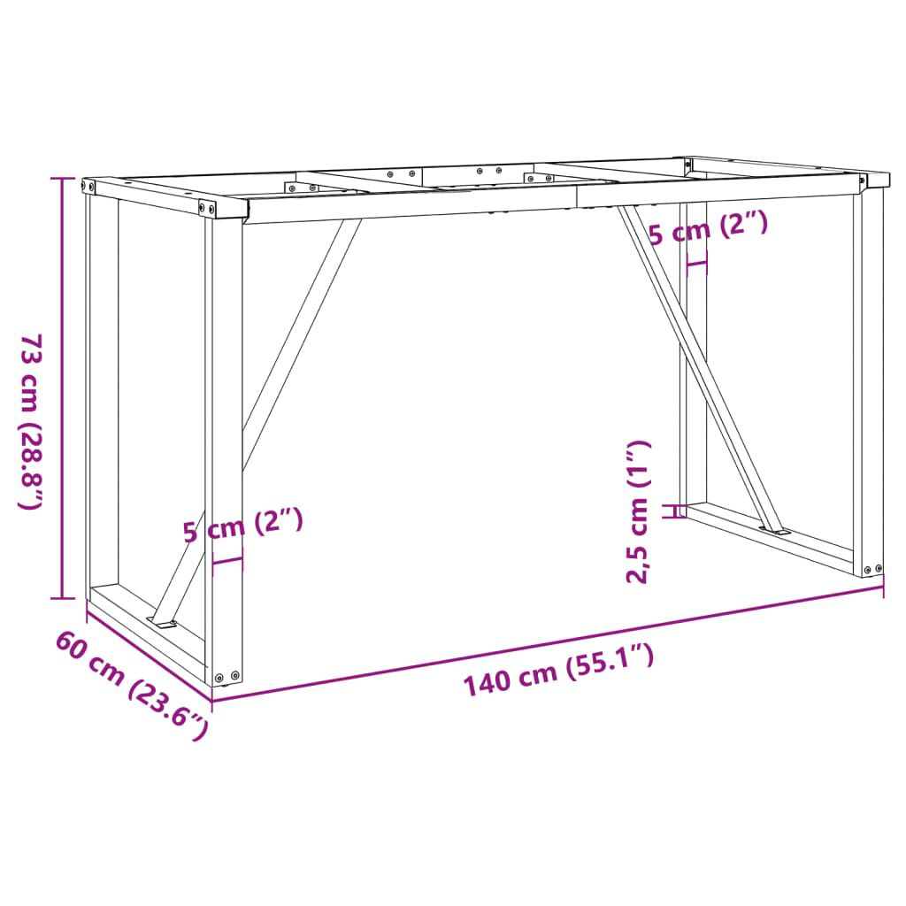 vidaXL Dining Table Legs O-Frame 140x60x73 cm Steel