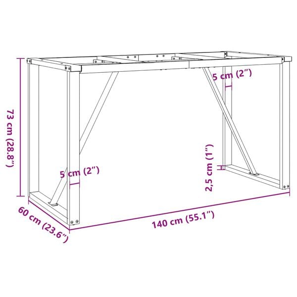 vidaXL Dining Table Legs O-Frame 140x60x73 cm Steel