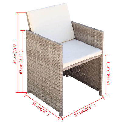 vidaXL 5 Piece Outdoor Dining Set with Cushions Poly Rattan Beige