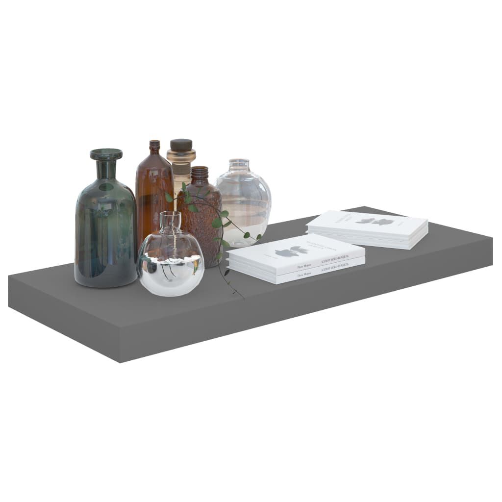vidaXL Floating Wall Shelves 4 pcs High Gloss Grey 60x23.5x3.8 cm MDF