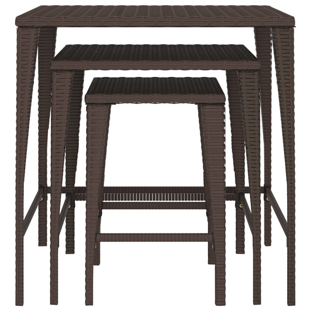 vidaXL Nesting Tables 3 pcs Brown Poly Rattan