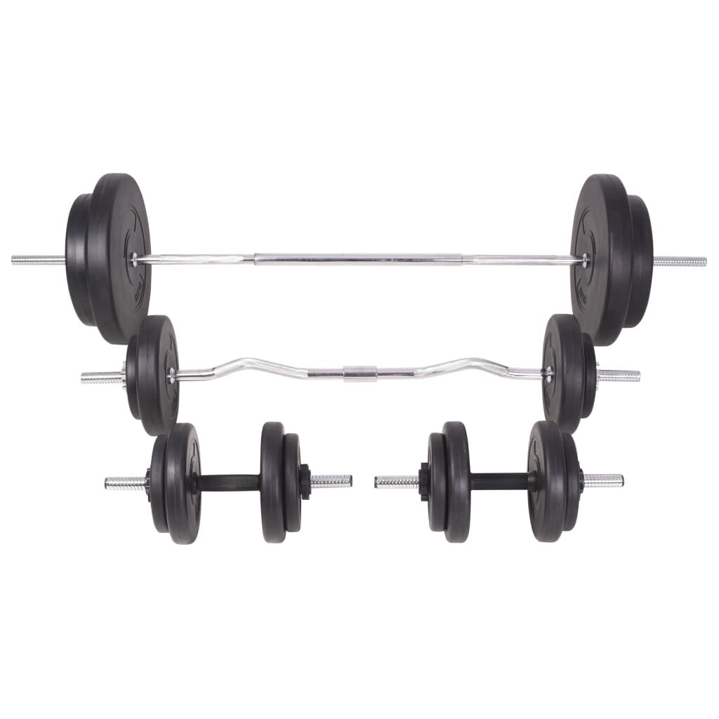 vidaXL Workout Bench with Weight Rack, Barbell and Dumbbell Set 90 kg
