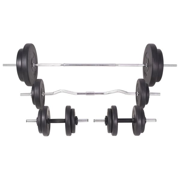 vidaXL Workout Bench with Weight Rack, Barbell and Dumbbell Set 90 kg