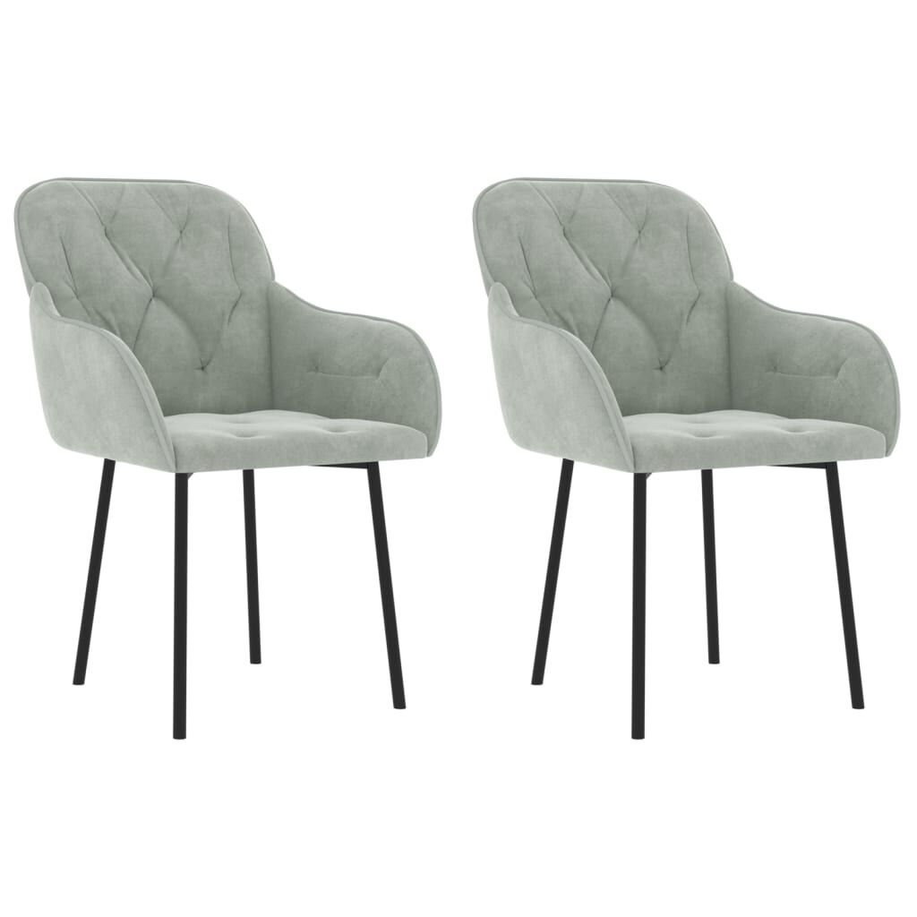 vidaXL Dining Chairs 2 pcs Light Grey Velvet