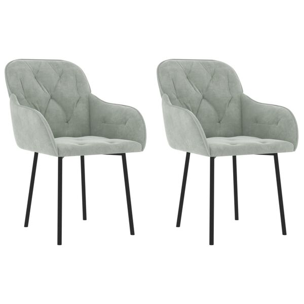 vidaXL Dining Chairs 2 pcs Light Grey Velvet