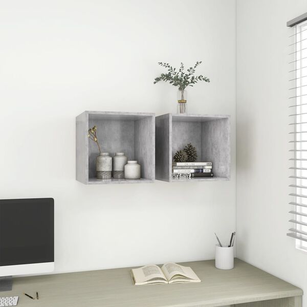 vidaXL Wall Cabinets 2 pcs Concrete Grey 37x37x37 cm Engineered Wood