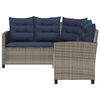 vidaXL Garden Sofa with Table&Cushions L-shaped Grey Poly Rattan