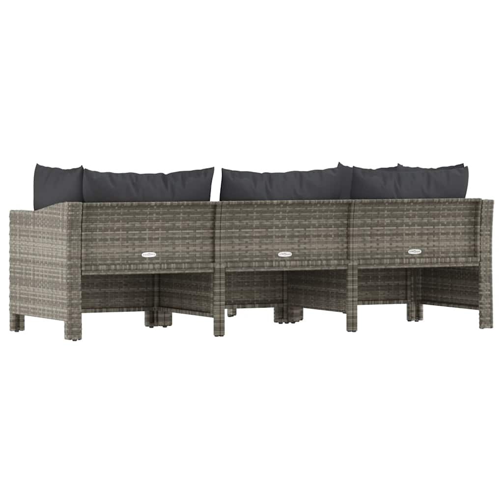 vidaXL 4 Piece Garden Lounge Set with Cushions Grey Poly Rattan