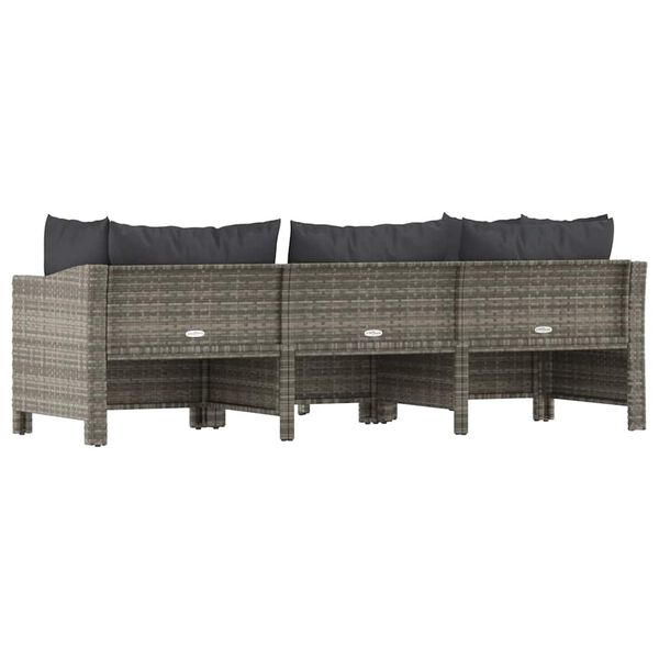 vidaXL 4 Piece Garden Lounge Set with Cushions Grey Poly Rattan