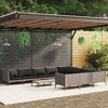 vidaXL 11 Piece Garden Lounge Set with Cushions Poly Rattan Dark Grey