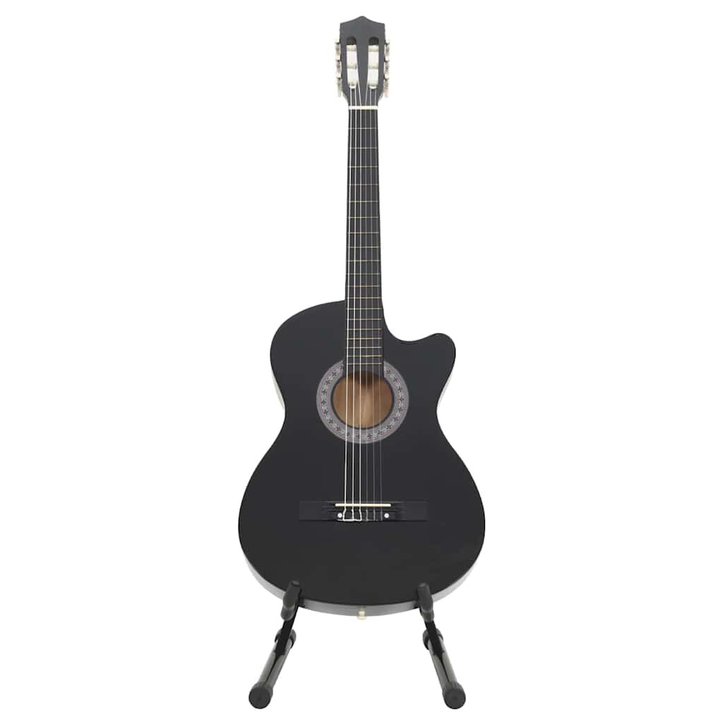 vidaXL 12 Piece Western Classical Guitar Set with 6 Strings Black 38"