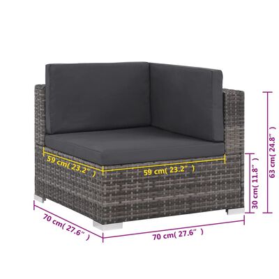 vidaXL 6 Piece Garden Lounge Set with Cushions Poly Rattan Grey