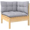 vidaXL 4 Piece Garden Lounge Set with Grey Cushions Pinewood