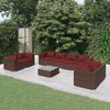 vidaXL 9 Piece Garden Lounge Set with Cushions Poly Rattan Brown