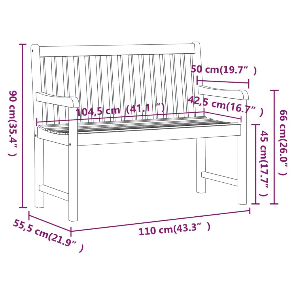 vidaXL Garden Bench 110 cm Solid Acacia Wood