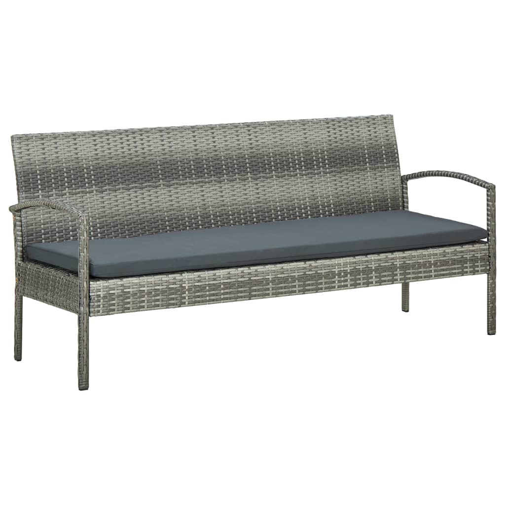 vidaXL 5 Piece Garden Lounge Set with Cushions Poly Rattan Grey
