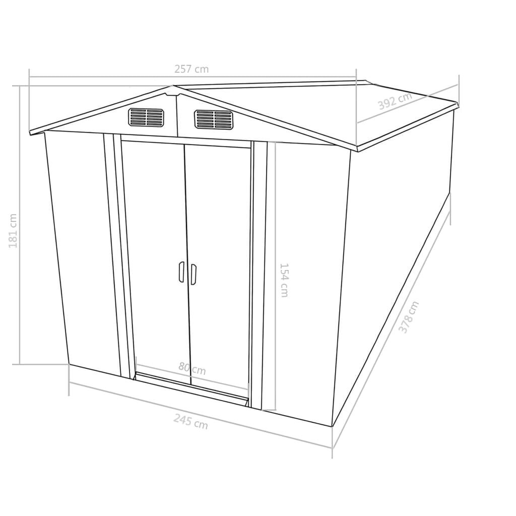 vidaXL Garden Shed 257x392x181 cm Metal Green