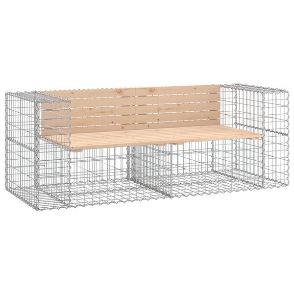 vidaXL Garden Bench Gabion Design 184x71x65.5 cm Solid Wood Pine