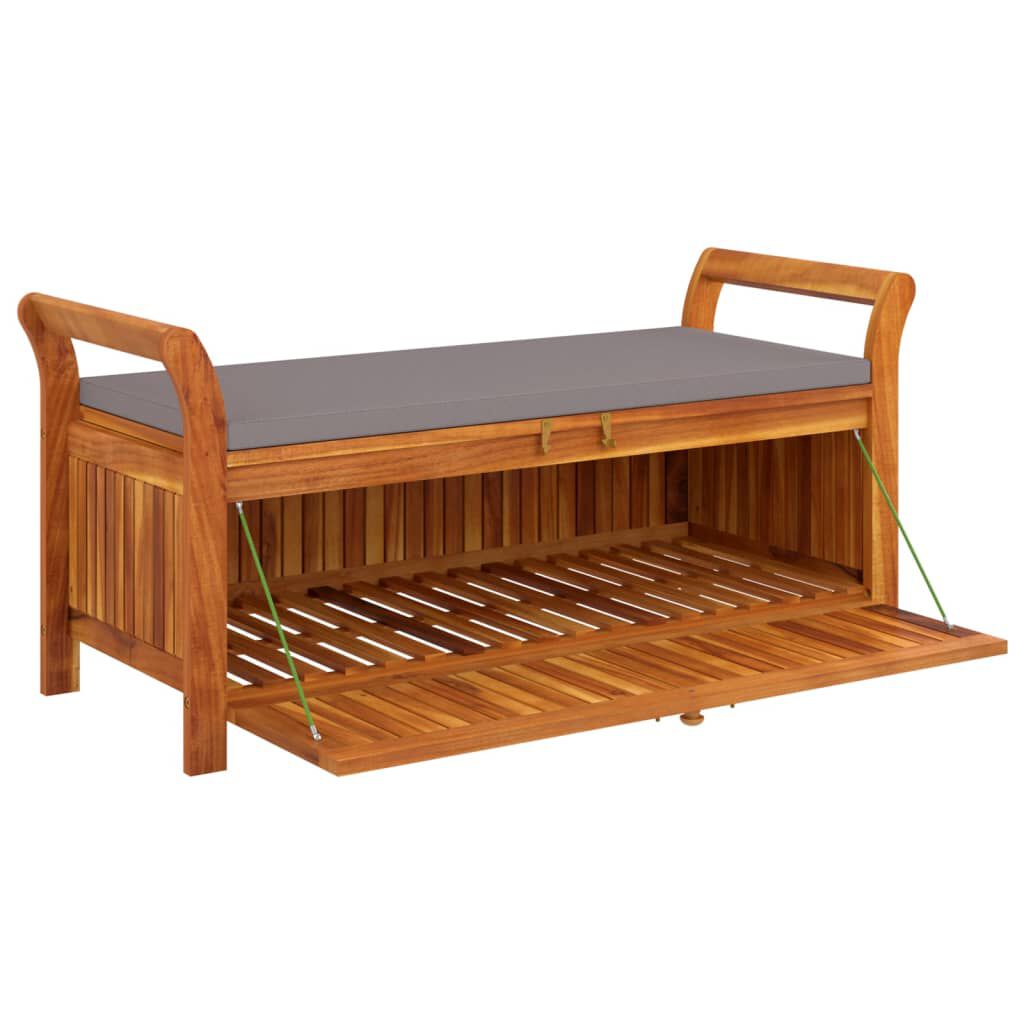 vidaXL Garden Storage Bench with Cushion 126 cm Solid Wood Acacia