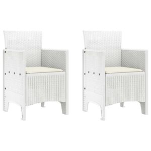 vidaXL Garden Chair 2 pcs White 53 x 49 x 85 cm PP