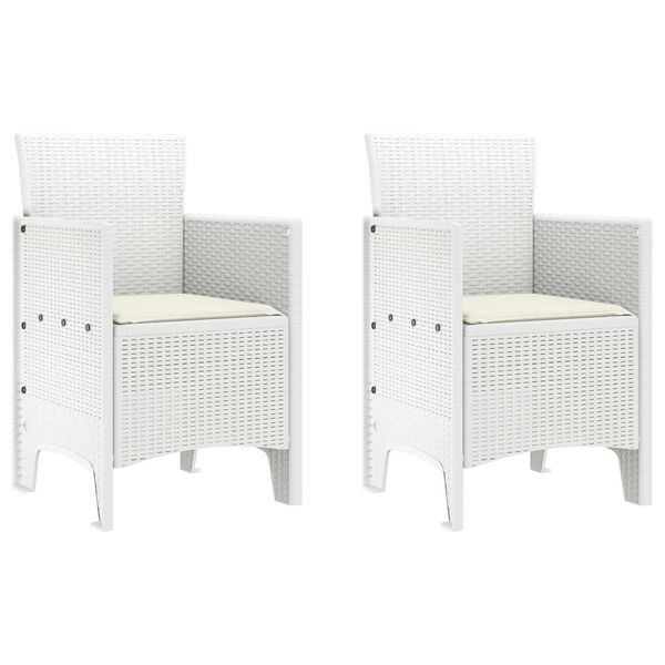 vidaXL Garden Chair 2 pcs White 53 x 49 x 85 cm PP
