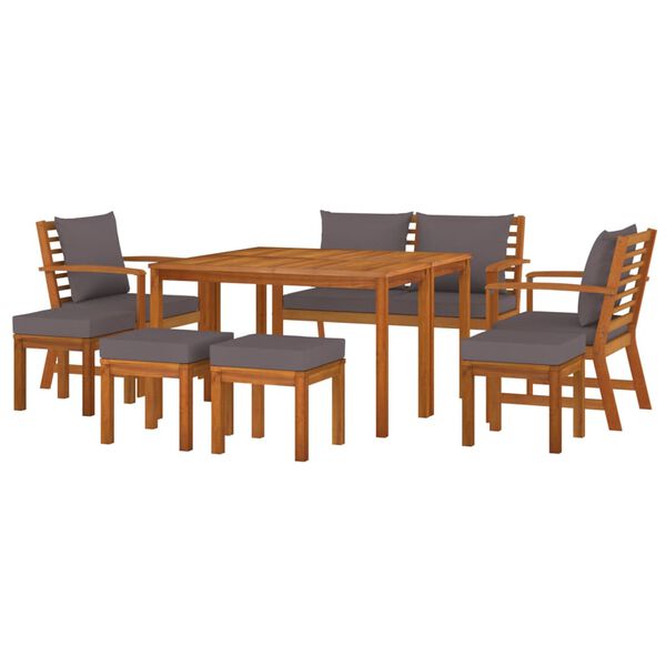 vidaXL 9 Piece Garden Dining Set with Cushions Solid Wood Acacia