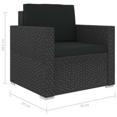 vidaXL 8 Piece Garden Lounge Set with Cushions Poly Rattan Black