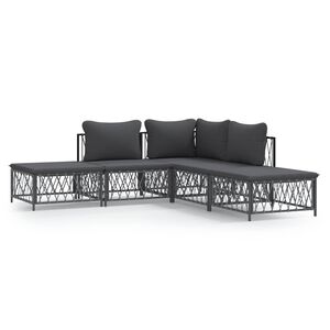 vidaXL 5 Piece Garden Lounge Set with Cushions Anthracite Steel