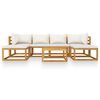 vidaXL 7 Piece Garden Lounge Set with Cushion Cream Solid Acacia Wood