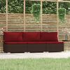vidaXL 3-Seater Sofa with Cushions Brown Poly Rattan