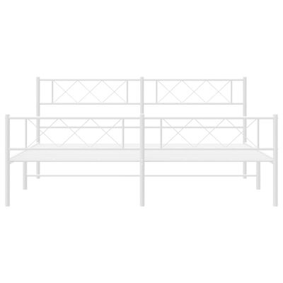 vidaXL Metal Bed Frame without Mattress with Footboard White 193x203 cm