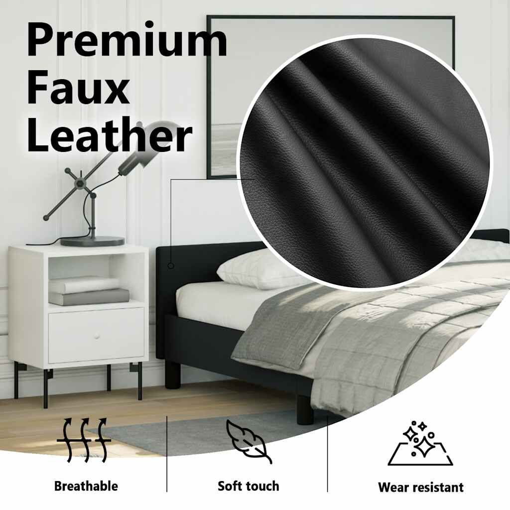 vidaXL Bed Frame without Mattress Black Queen Faux Leather