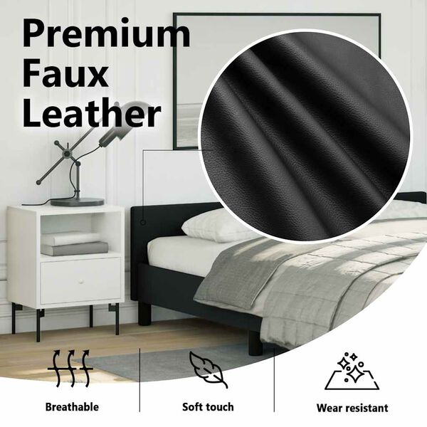vidaXL Bed Frame without Mattress Black Queen Faux Leather