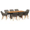 vidaXL Garden Dining Set with Cushion 9 pcs Grey and brown Poly Rattan