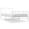vidaXL Metal Bed Frame without Mattress with Footboard White 100x200cm