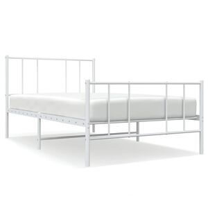 vidaXL Metal Bed Frame without Mattress with Footboard White 100x200cm