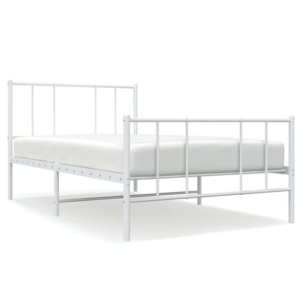 vidaXL Metal Bed Frame without Mattress with Footboard White 100x200cm