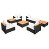vidaXL 8 Piece Garden Lounge Set with Cushions Poly Rattan Black
