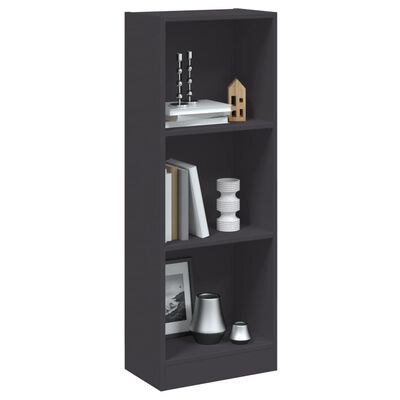 vidaXL 3-Tier Book Cabinet Grey 40x24x108 cm Engineered Wood