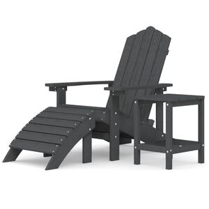 vidaXL Garden Adirondack Chair with Footstool & Table HDPE Anthracite