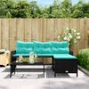 vidaXL Garden Sofa with Table and Cushions L-Shaped Black Poly Rattan