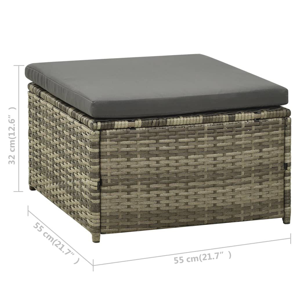 vidaXL 3 Piece Garden Lounge Set with Cushions Poly Rattan Grey