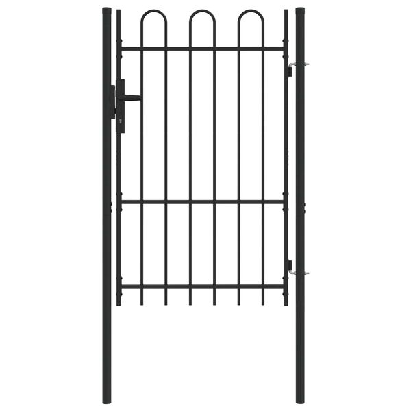 vidaXL Fence Gate Boxtel Single Door with Arched Top Steel 1x1.5 m Black