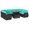 vidaXL 10 Piece Garden Sofa Set with Cushions Black Poly Rattan