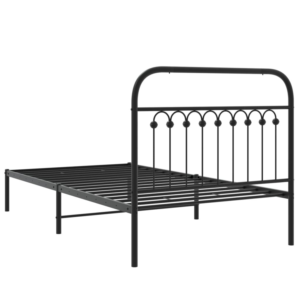 vidaXL Metal Bed Frame without Mattress with Headboard Black 100x200cm